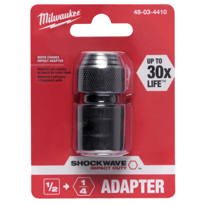 Milwaukee 48-03-4410 1/2'' Square x 1/4'' Hex Shockwave Hex Adapter