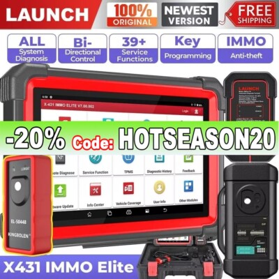 2024 LAUNCH X431 IMMO Elite PAD V+ K/ey Programming Car Diagnostic Scanner Tool