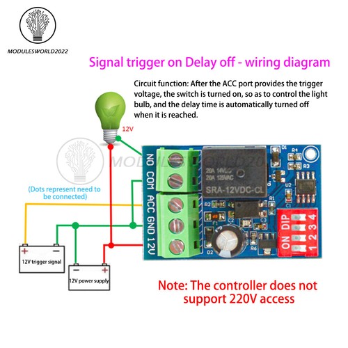 DC12V Car Time Delay Relay Module Trigger Delay On/Off Delay Switch Module