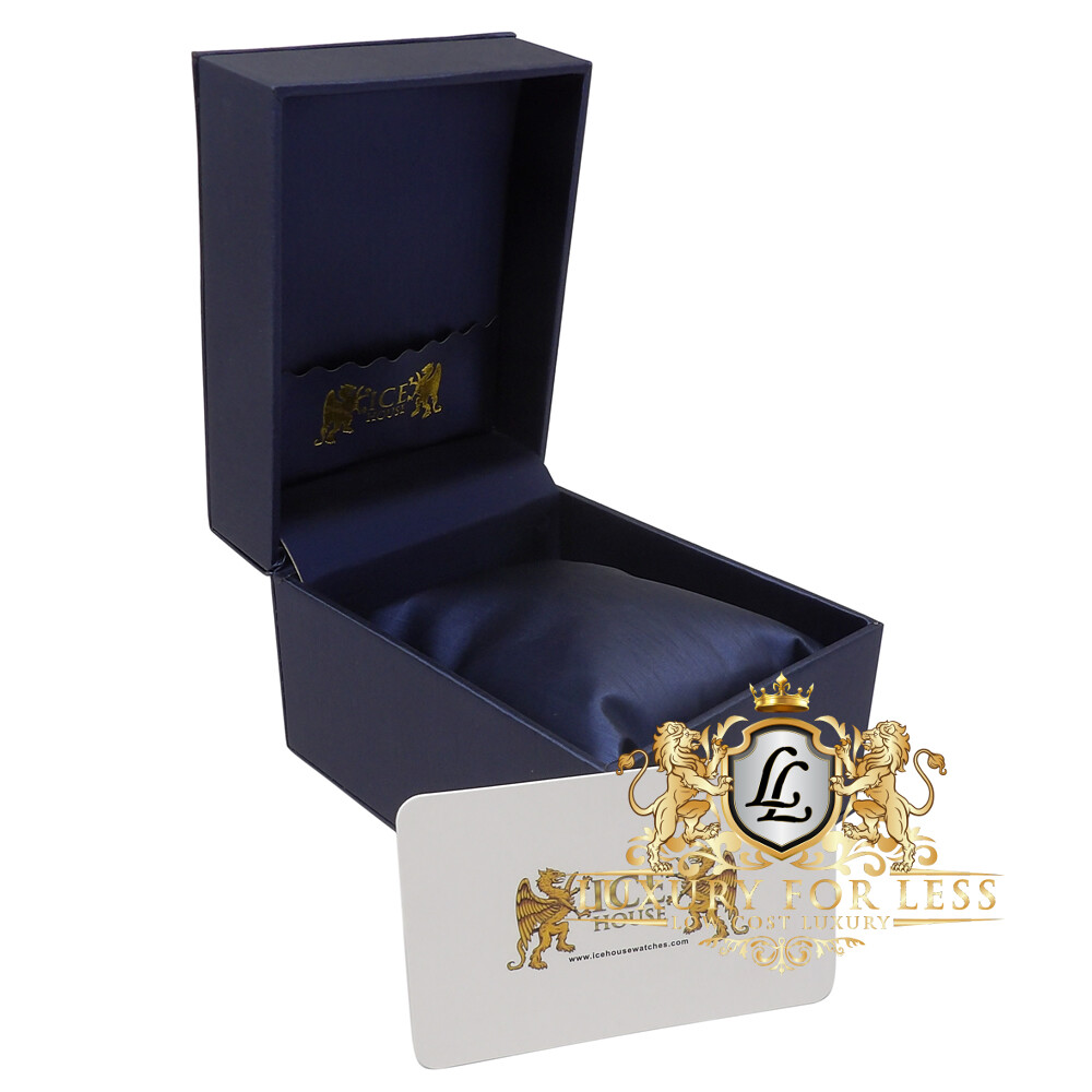 Pre-owned Ice House Roman Numeral Big Xl 55mm Rainbow Multi Tone Prong Set Custom Men's Custom Watch