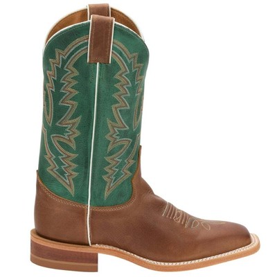 Justin Boots Kenedy Calf Square Toe Cowboy Womens Brown, Green Casual Boots BRL