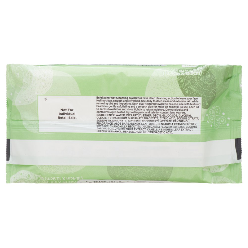 Beauty Exfoliating Wet Cleansing Make up Remover Facial Wipe, Twin Pack