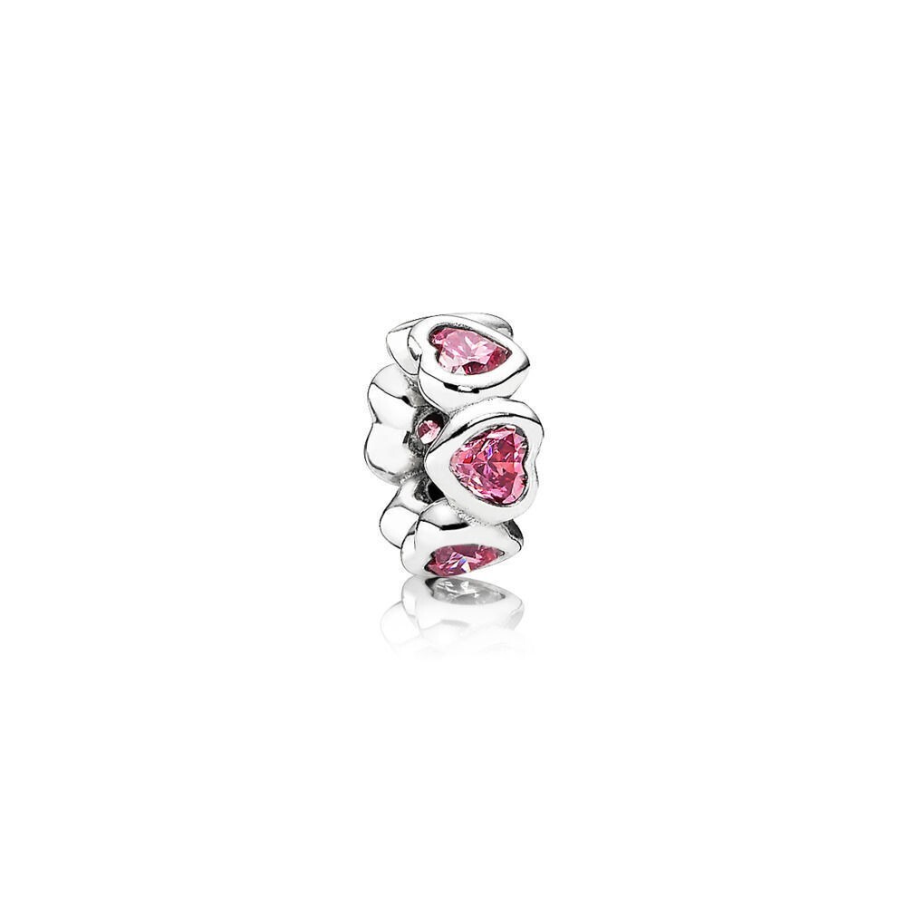 AUTHENTIC PANDORA SPARKLING HEARTS PINK SPACER 791252CZS | eBay