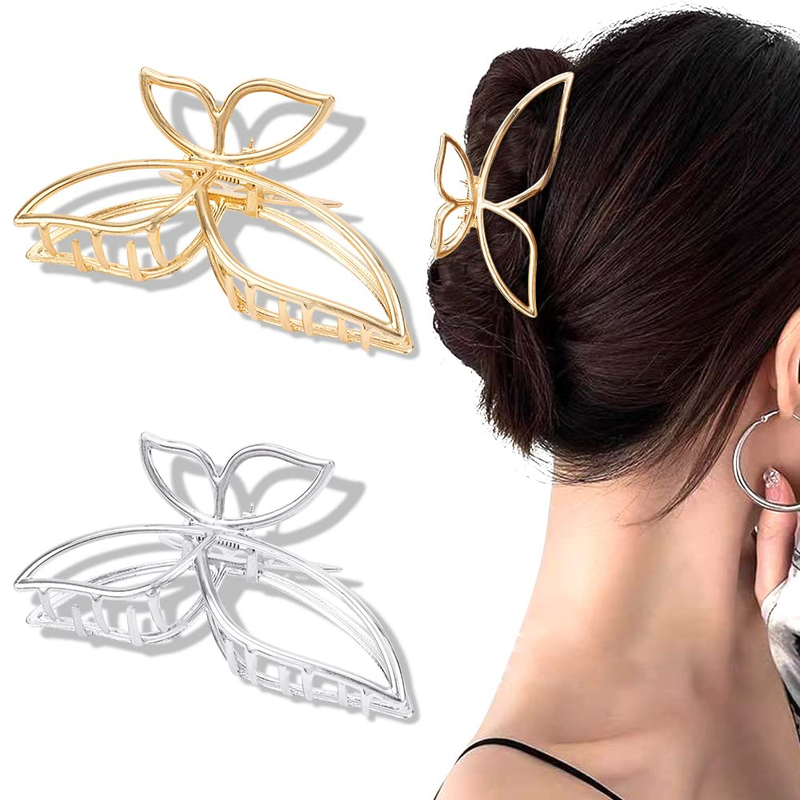 Butterfly Metal Hair Clips 4.3" Gold Non-Slip Cute Fashion Shark Accessories for