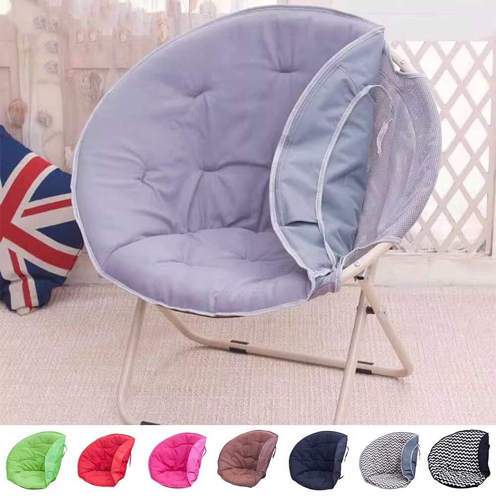 Round Saucer Chair Cover Canvas Moon Chair Slipcovers Camping