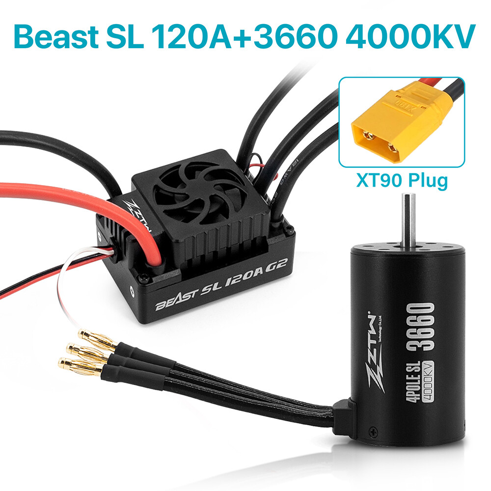 ZTW 32-Bit Beast G2 50A/80A/120A ESC Brushless Motor Combo for RC 1/8 1/10 Car