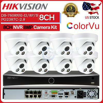 Hikvision 8CH 8MP ColorVu Security IP Camera System Kit POE 12MP 4K AI NVR Lot
