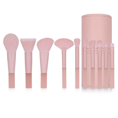 Cute Pink Traveling Makeup Brush Set Portable 10pcs Easy-taken Mini Full Comp...