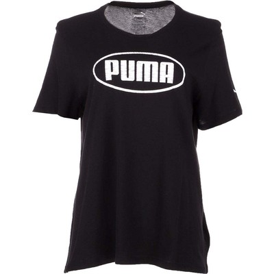 

Футболка с круглым вырезом и коротким рукавом Puma Faux Embellished Logo Женская черная спортивная, Черный