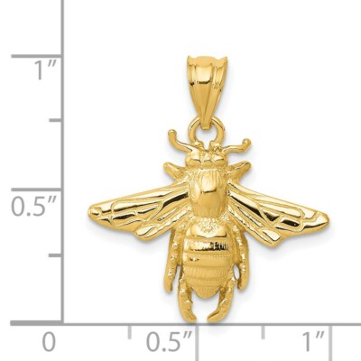 Pre-owned Skyjewelers Real 14kt Yellow Gold Solid Open-backed Bee Pendant