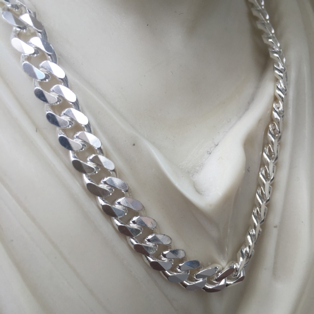Pre-owned Handmade Mens Miami Cuban Chain Curb Link Jayz Tight 925 Sterling Silver 8mm 102gr 28inch