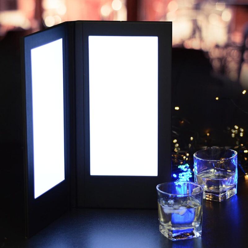 Hotel LED Check Bill Holder Restaurant Wine List Drink Menu Cover with Lighting