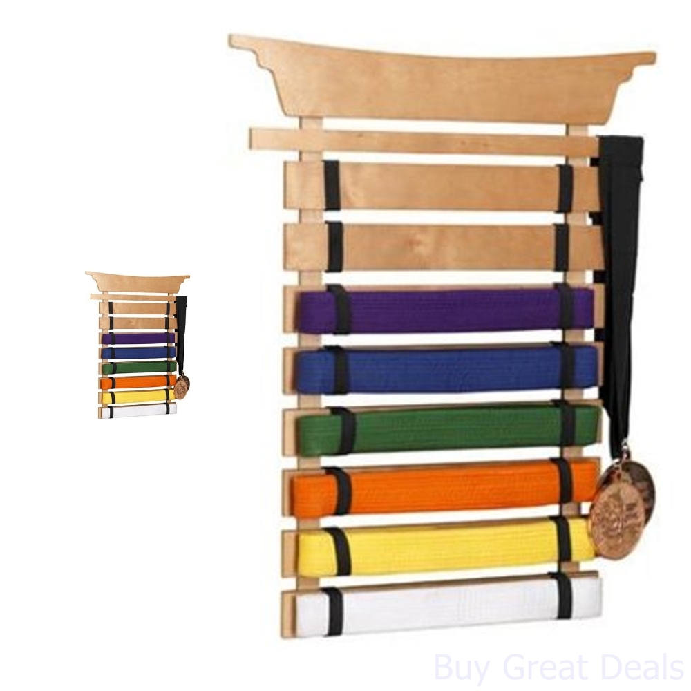 Martial Arts 8 Belts Holder Rack Wall Display Karate MMA Box Organizer