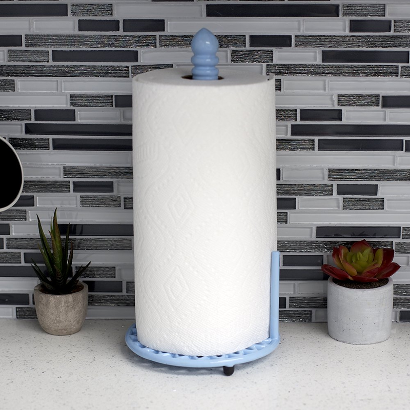 Sunflower Free-Standing Cast Iron Paper Towel Holder with Dispensing Side Bar, B