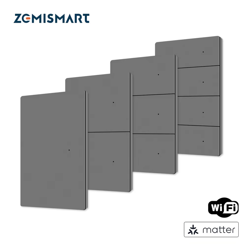 Matter WiFi Smart Wall Light Switch 1 2 3 4 Gangs with Aluminum Alloy Panel Work