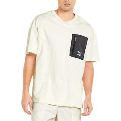 Puma Hill Camp Pocket Crew Neck Short Sleeve TShirt Mens Off White Casual Tops 5, Puma Hill Camp Pocket Crew Neck Short Sleeve TShirt