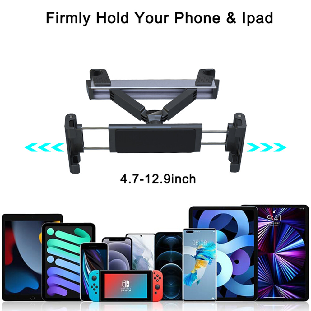 Car Headrest Tablet Holder Extendable Back Seat Mount For 4.7-12.9" iPad Galaxy