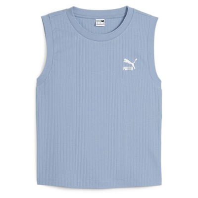 Женская майка с круглым вырезом и вышитым логотипом Puma Classics в рубчик свободного кроя, размер XL