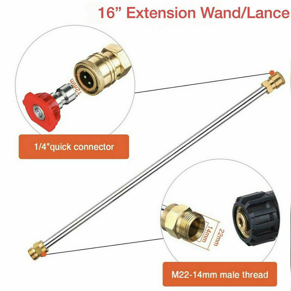 High Pressure 3000PSI Car Power Washer Gun Spray Wand Lance Nozzle and Hose Kit