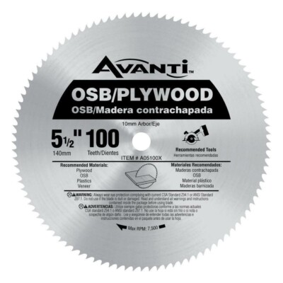 5-1/2'' In. x 100-Teeth Osb / Plywood Finish Saw Blade A05100X Avanti / Freud