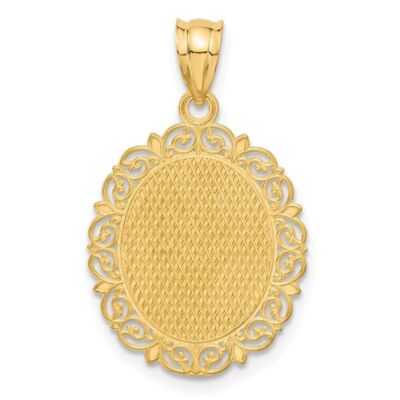 Pre-owned Diamond2deal 14k Yellow Gold Solid Satin Capricorn Zodiac Oval Pendant