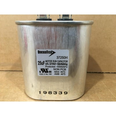 DIVERSITECH 37250H 25 UF X 370V OVAL MOTOR RUN CAPACITOR 50/60HZ 213434 