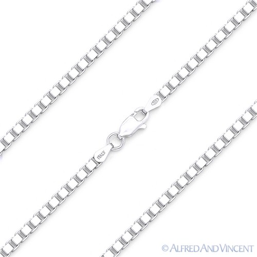 [LLOYD] 韓国☆Silver☆Flat Stone Link Silver Necklace 2.5mm Classic Box Link Solid .925 Italy Sterling Silver