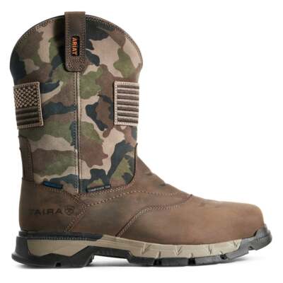 

Ariat Rebar Flex Patriot Camo Водонепроницаемый Композитный Носок Pull On Work Мужские Коричневые, Коричневый, Ariat Rebar Flex Patriot Camo Waterproof Composite Toe Pull On Wo