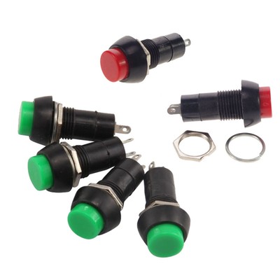 5pcs PBS-11B 250V 3A Push Button Switch 12mm No Self-Lock ON/OFF Lock Red/Green