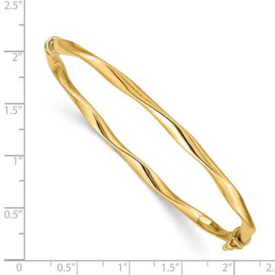 Pre-owned Skyjewelers Real 14kt Yellow Gold Twisted Tube Hinged Bangle; 7 Inch