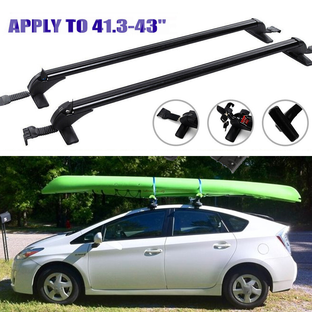 Universal 43.3-Inch Window Frame Roof Rack – Black Crossbars For Luggage, Sports Gear & Camping