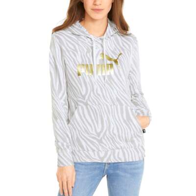 

Puma Ess+ Tiger Aop Pullover Hoodie Женская белая повседневная спортивная верхняя одежда 84842, Белый, Puma Ess+ Tiger Aop Pullover Hoodie