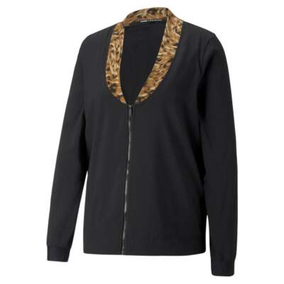 

Puma Safari Glam Leopard HalfZip Jacket Женская черная повседневная спортивная верхняя одежда 5, Черный, Puma Safari Glam Leopard HalfZip Jacket
