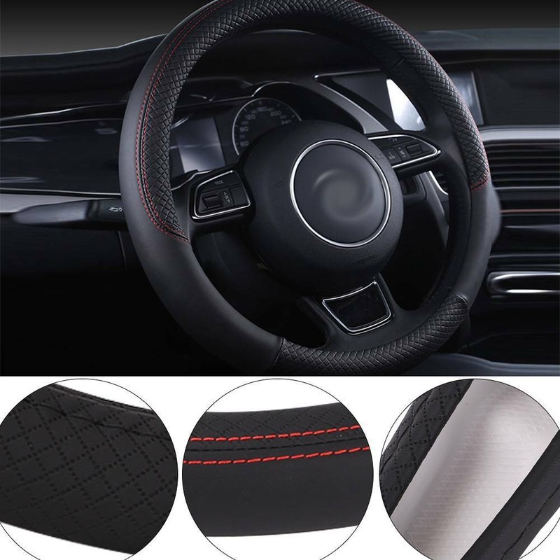 Ø37-38cm Lenkradbezug Lenkrad Abdeckung Lenkradschoner aus Leder schutz schoner