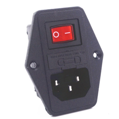 10Pcs Red 10A 250V 3 Pin IEC320 AC Inlet Male Plug Power Socket With Fuse Switch