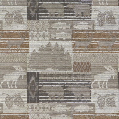 UPHOLSTERY FABRIC MOOSEHEAD FAWN LODGE CABIN RUSTIC FISH BEAR MOOSE TREES 