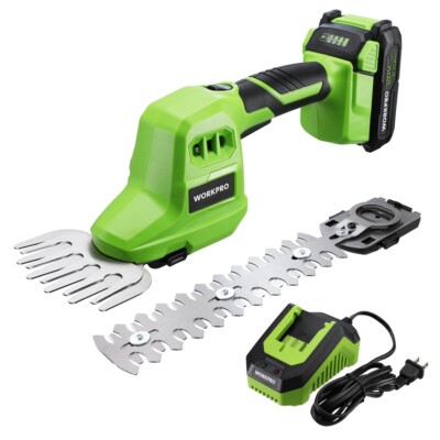 20V Cordless Grass Shears Shrubbery Trimmer 2 in 1 Handheld Grass Hedge Trimmers