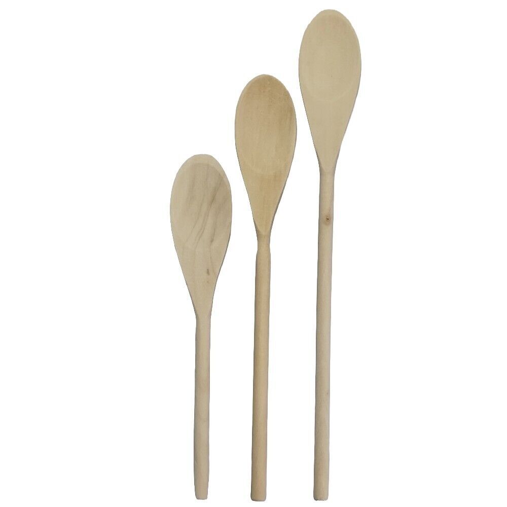 3x Kochlöffel Holzkochlöffel Küchenhelfer 3er Set Rühr Löffel Holz 21 - 25,5 cm