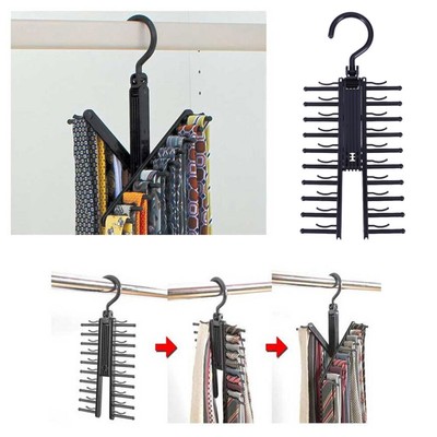 2 Pcs Tie Hanger Space Saving Holder Necktie Double Sided Multi- Function