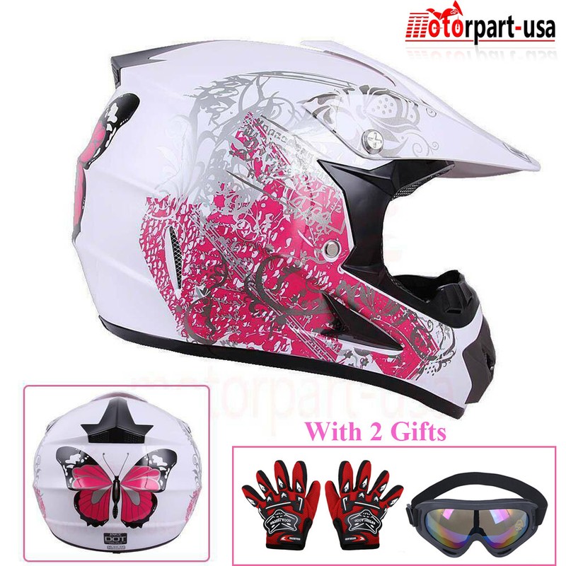 DOT Youth Girl Safety Helmet Motorcycle Motocross Off-Road Dirt Bike ATV Racing