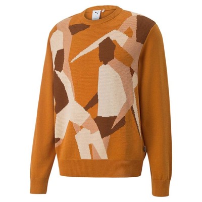 

Puma Players Lounge Knit Graphic Crew Neck Long Sleeve Sweater Mens Orange 535, Оранжевый