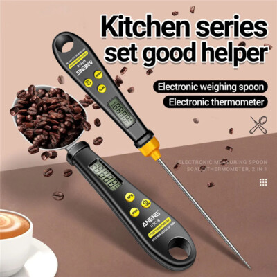 2-in-1 LCD Electronic Spoon Scale+Thermometer Digital Measuring Spoon Scale