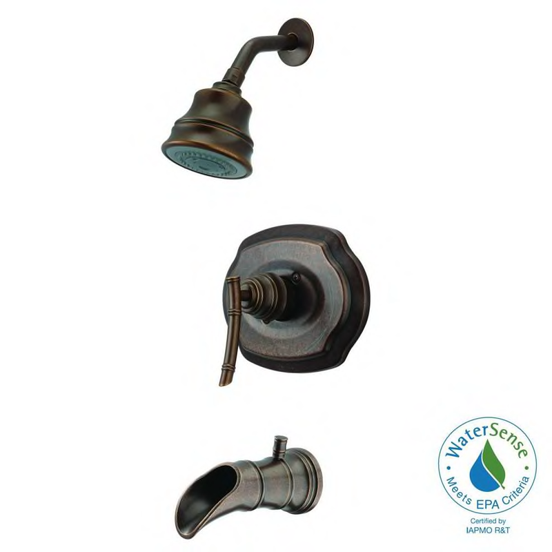 Bamboo Single-Handle 3-Spray Tub and Shower Faucet in Bronze