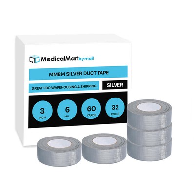 6 Mil Silver Industrial Adhesive Tape 3'' x 60 Yards Extreme Duct Tape 32 Rls