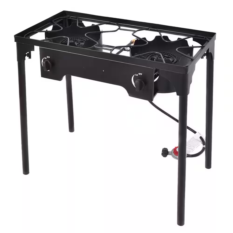 150,000-BTU Cast Iron Double Burner Gas Propane Cooker Outdoor Camping Picnic St