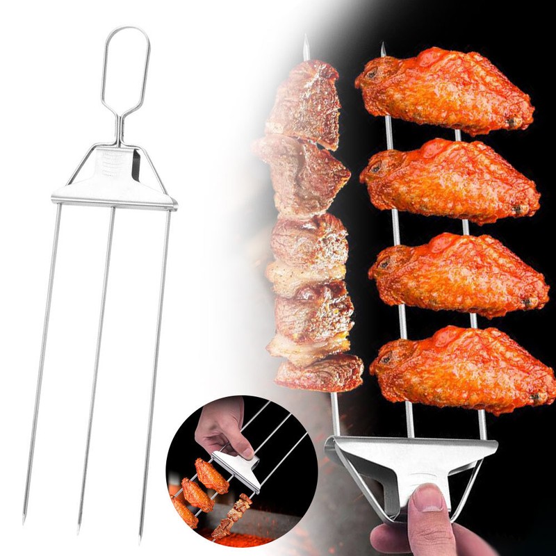 3 Way Grill Skewers Shrimp Skewers Stainless Steel Grilling Sticks