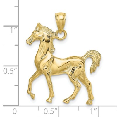 Pre-owned Skyjewelers Real 10kt Yellow Gold 3-d Polished Horse Charm