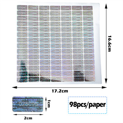 100 Security Hologram Stickers Serial Numbers Tamper Evident Warranty Labels