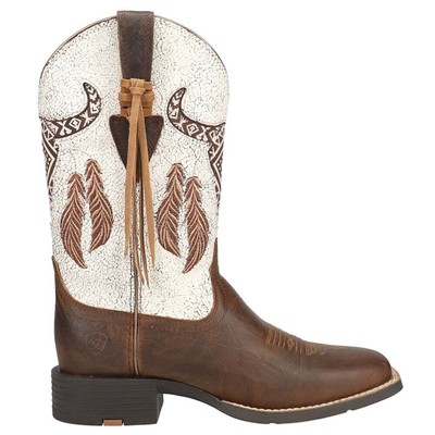 Ariat Round Up Southwest Stretchfit Square Toe Cowboy Womens Brown Casual Boots