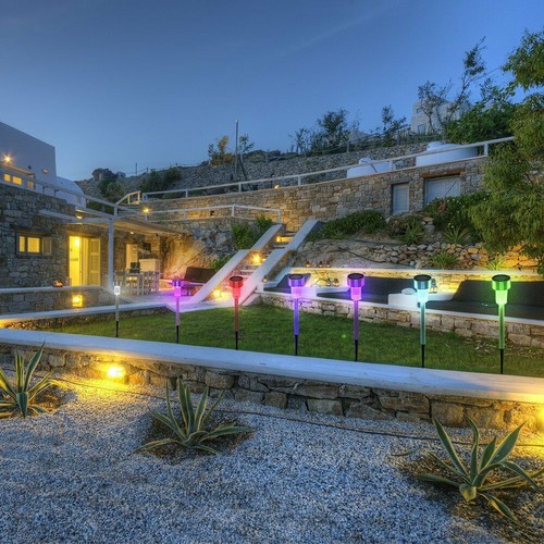 24PC Outdoor Lawn Solar Power LED Garden Landscape Path Lights Stainless Steel